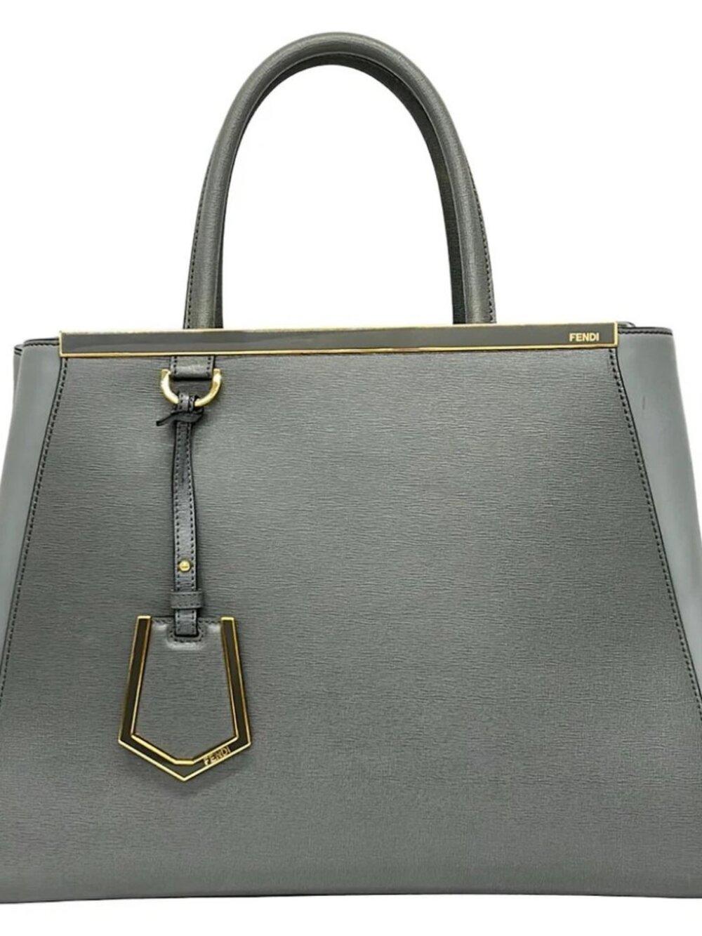 FENDI 2 Jours 8BH250 Dark Gray Gray Leather Tote Bag